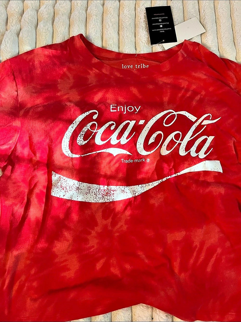 Love Tribe Coca-Cola Tie-Dye Graphic T-Shirt Red & White Medium NWT